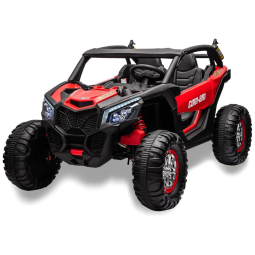 Carro Elétrico Infantil, Jeep UTV com Controle Remoto, 2 Lugares, 4 Amortecedores, Bancos de Couro, Música e Luzes LED, 24V, Hetoy, Vermelho