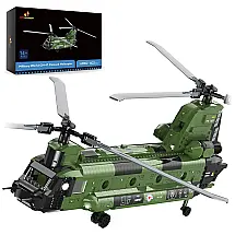Kit de Construção Helicóptero Militar com 1622 Peças, JMBricklayer, Verde