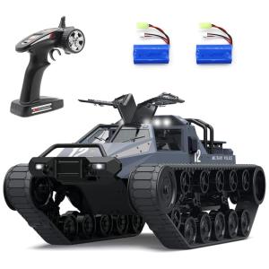 Carrinho de Controle Remoto Tanque de Guerra Exército, Giratória 360, Recarregável, MOSTOP, Preto