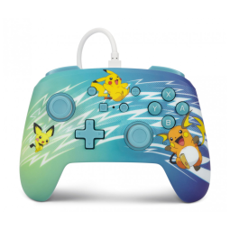 Controle com fio PowerA Enhanced para Nintendo Switch Pikachu Evolution com entrada de áudio e botões avançados mapeáveis