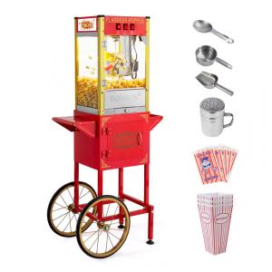 Pipoqueira Elétrica Estilo Cinema com Rodas e Chaleira de 236g Rende até 7L de Pipoca Inclui Colher de Pipoca e Colher de Óleo, 850W