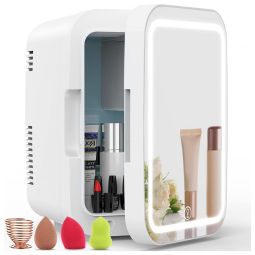 COOSEON COSB8 Mini Geladeira para Skincare 6 Litros com Espelho, 110V, 12V, Branca