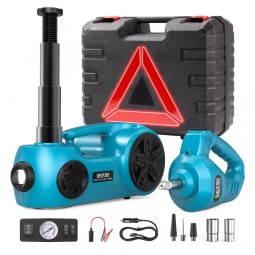 Kit Cric Elétrico SEESII 5 Toneladas 12V com Chave de Impacto Elétrica e Inflador de Pneus, Alcance de Elevação de 15,5 a 45 cm para Troca