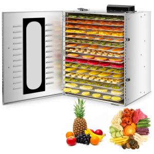 Desidratador de Alimentos com 16 Bandejas, Painel Digital de Controle, 1200W, 110v, NAISDE, Prateado