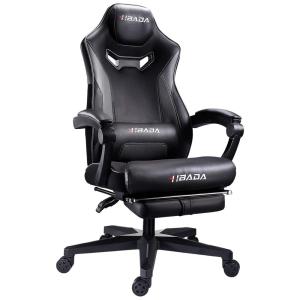Hbada Cadeira de Escritório Gamer Reclinável e Ergonômica com Apoio de Braço Ajustável, Preto