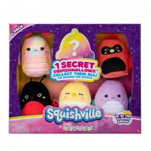 Kit 6 Pelúcias Squishmallows de 5 cm para Crianças, Squishville SQM0331, Colorido