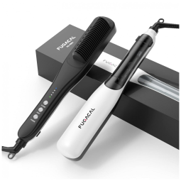 Escova Alisadora Seca e Modela com 3 Níveis de Temperatura, Branca, 110v, FUGACAL FG HS01, Preto