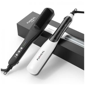 Escova Alisadora Seca e Modela com 3 Níveis de Temperatura, Branca, 110v, FUGACAL FG HS01, Preto