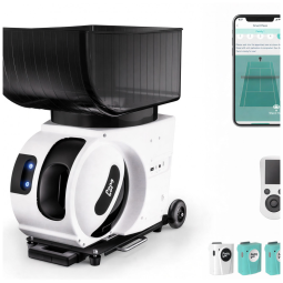 Máquina de Lançar Bolas de Tênis Pongbot Pace S Pro, Robô de Treino com IA até 129 km/h, 564 Exercícios e Controle por App.