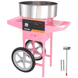 Carrinho de Algodão Doce Elétrico Profissional em Aço Inoxidável, 110V 1000W, VBENLEM, Rosa