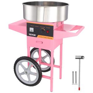 Carrinho de Algodão Doce Elétrico Profissional em Aço Inoxidável, 110V 1000W, VBENLEM, Rosa
