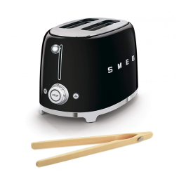 Torradeira Smeg TSF01BLUS Retrô 50's 2 Fatias Preto com Pinça Bambu 220V