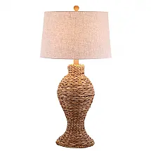 Abajur Luminária de Mesa com 78 cm de Altura Trançada a Mão, para Quarto, Sala de Estar, Estante e Escritório, 110V 100W, JONATHAN Y, Marrom