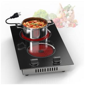 Cooktop Elétrico de 2 Bocas 110V 2000W, Bancada e Embutir, Indicador Calor Residual, Proteção Contra Sobreaquecimento,Cooksir