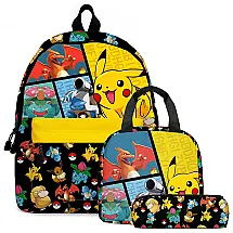 Mochila Escolar Infantil Pokémon com Lancheira e Estojo para Crianças a Partir de 6 Anos