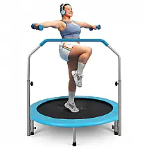 Cama Elastica Infantil com Corrimão Ajustável para até 100 kg, SERENELIFE SLELT403, Azul