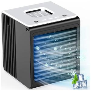 Climatizador Portátil 3 em 1 com 3 Velocidades e Recarregável por USB, BALKO TF02, Preto