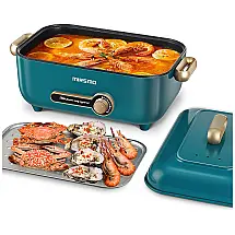 Mirsmo Panela Elétrica Multifuncional 4L, Aço Inoxidável, c, Controle de Temperatura, 1200W, 110V, Verde
