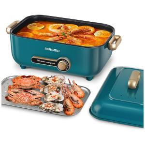 Mirsmo Panela Elétrica Multifuncional 4L, Aço Inoxidável, c, Controle de Temperatura, 1200W, 110V, Verde