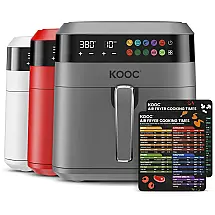 Fritadeira Elétrica AirFryer KOOC 6.5L com Painel Digital e Livro de Receitas, 110V 1700W, Cinza