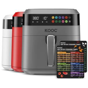 Fritadeira Elétrica AirFryer KOOC 6.5L com Painel Digital e Livro de Receitas, 110V 1700W, Cinza