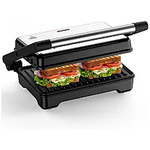 Sanduicheira e Grill Elétrico com Superfície Antiaderente, Luzes Indicadoras e Abertura 180, 1500W, 220V, OSTBA APPLIANCE, Prata