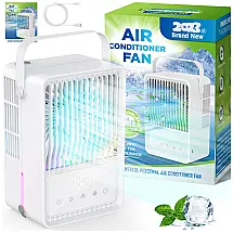 Climatizador Portátil 4 em 1 com 3 Velocidades e 7 Luzes Coloridas, RIVENNA, Branco