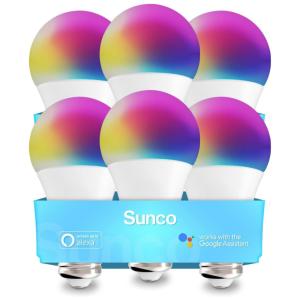 Lâmpada LED Colorida Inteligente Wi Fi, Controle de Voz, 480LM, 6W, 6 Un, SUNCO LIGHTING, Azul