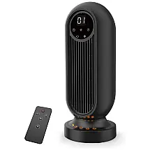 Aquecedor de Cerâmica Elétrico Portátil com Luz de Chama LED e Temporizador 12H, 1500W, 110v, INFRAY DH QN15, Preto