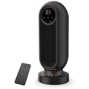 Aquecedor de Cerâmica Elétrico Portátil com Luz de Chama LED e Temporizador 12H, 1500W, 110v, INFRAY DH QN15, Preto