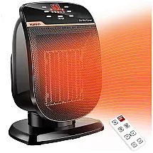 Aquecedor Elétrico Portátil de Cerâmica com Tela LED, Controle Remoto e Temporizador, 1500W 110V, NUMIFUN, Preto