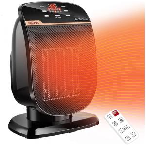 Aquecedor Elétrico Portátil de Cerâmica com Tela LED, Controle Remoto e Temporizador, 1500W 110V, NUMIFUN, Preto