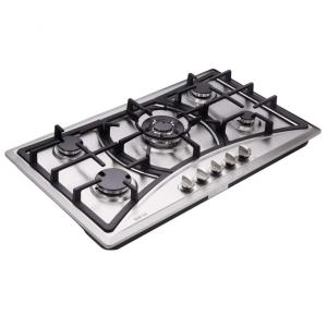 Cooktop a gás 5 bocas Deli-Kit inox escovado embutir dupla alimentação queimador triplo 110V