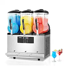 Máquina de Slush Raspadinha VEVOR 12Lx3 Triplo Tanque 144 Copos Auto Limpeza Inox 240V
