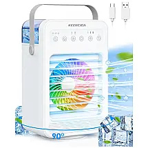 Climatizador Portátil 3 em 1 com 4 Velocidades e Temporizador, KEERCIGA F2, Branco