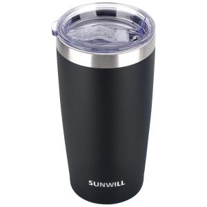 Copo Térmico 600 mL para Cerveja, Café com Isolamento a Vácuo, SUNWILL, Preto