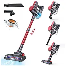 Aspirador de Pó Multifuncional EICOBOT sem Fio com Acessórios, Painel LED e Sucção Potente 20000PA, 110V 150W, Vermelho