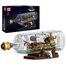 Kit de Construção Navio Flying Dutchman Pirate Ship com Garrafa Drift com 2499 Peças para Crianças e Adultos, Mould King, Marrom