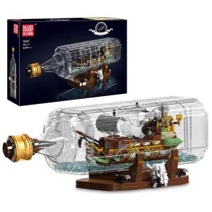 Kit de Construção Navio Flying Dutchman Pirate Ship com Garrafa Drift com 2499 Peças para Crianças e Adultos, Mould King, Marrom