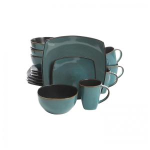 Aparelho de Jantar com 16 Peças em Cerâmica, Serve 4 Pessoas, Gibson Elite Soho, Azul Petróleo