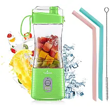 Mini Liquidificador Portátil 380mL com Carregamento USB, 250W, 110v, VAEQOZVA, Verde
