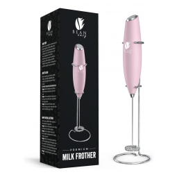 Bean Envy Espumador Elétrico de Leite em Aço Inoxidável a Bateria com Suporte, Rosa