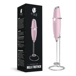 Bean Envy Espumador Elétrico de Leite em Aço Inoxidável a Bateria com Suporte, Rosa
