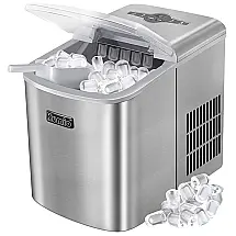 Máquina de Gelo em Aço Inoxidável com Capacidade para 14,9 kg em 24H , Autolimpeza Automática e 2 Tamanhos da Pedra de Gelo, 110V, KUMIO
