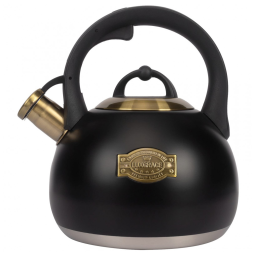 Chaleira de Chá 3 Litros em Aço Inoxidável com Apito e Alça Ergonómica, LUXGRACE, Preta