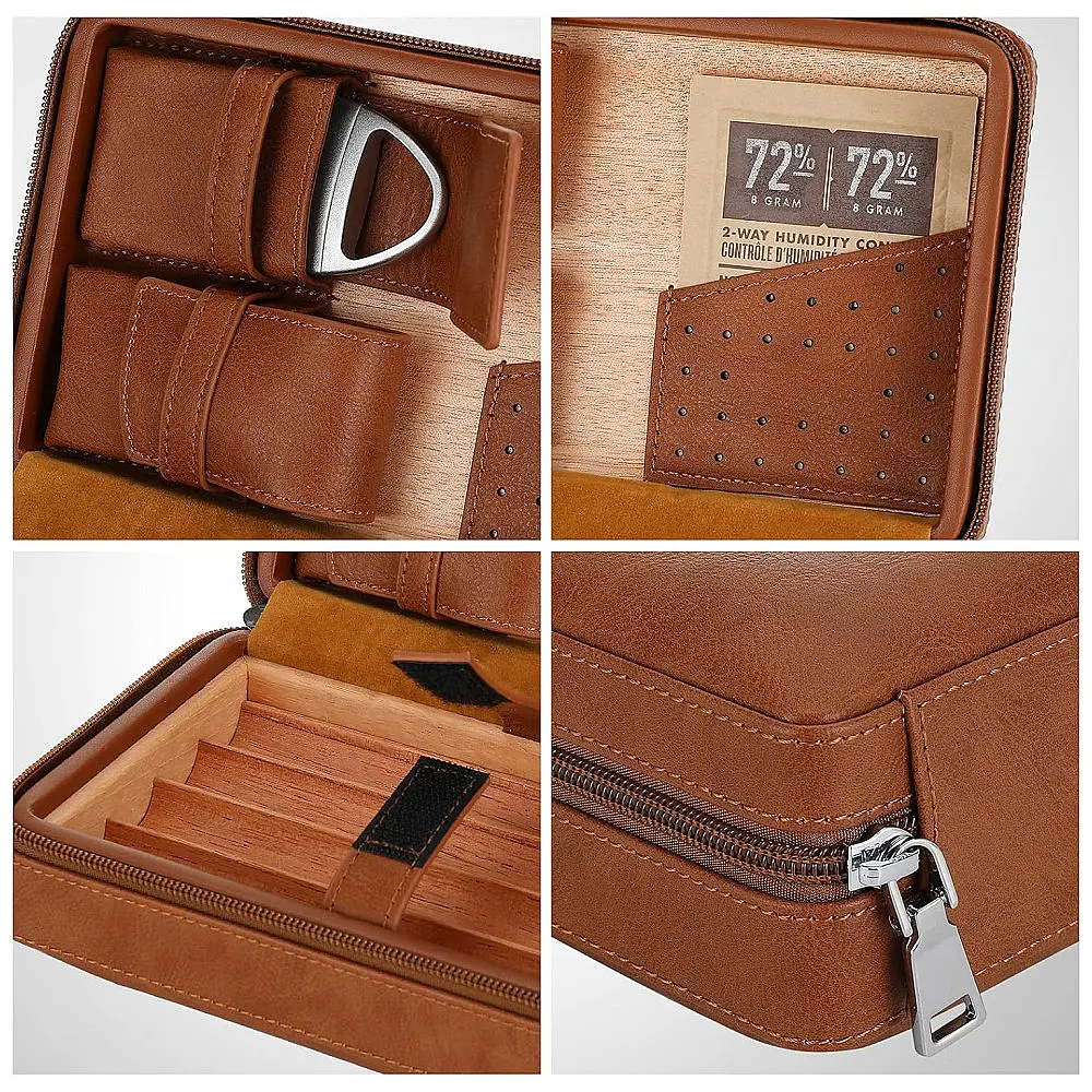 Humidor de Viagem CiTree Marrom Cedro e Couro com Kit Acessórios — foto 3
