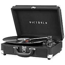 Vintage Toca Discos Portátil 3 Velocidades Bluetooth com Alto Falantes Embutidos, VICTROLA VSC 550BT BKV, Preto