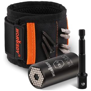 Pulseira Magnética para Pregos, Parafusos e Chaves, HORUSDY, Preto