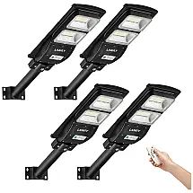 Luminária Solar Externa 6000 Lumens com Sensor de Movimento, 4 Unidades, LANGY, Preto