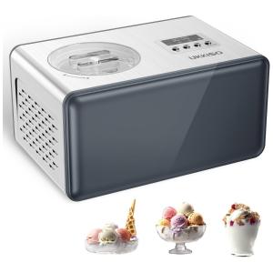 Máquina de Sorvete Automática 2L com 4 Modos, Tigela de Aço Inoxidável e Compressor Integrado, 110V 165W, UKKISO